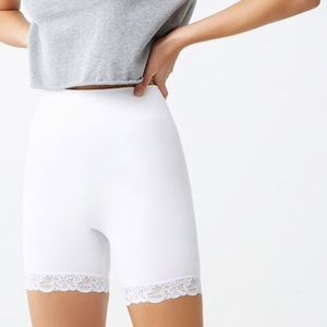 White lace biker shorts